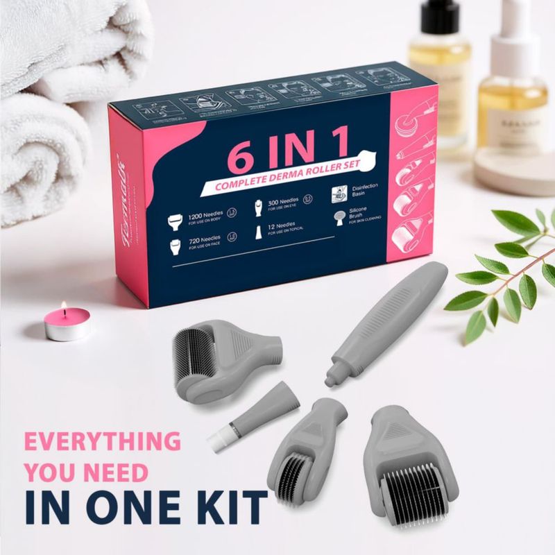 Kit de Rodillo de Microagujas Termalk 6 en 1 de Titanio con Agujas de 025 mm
