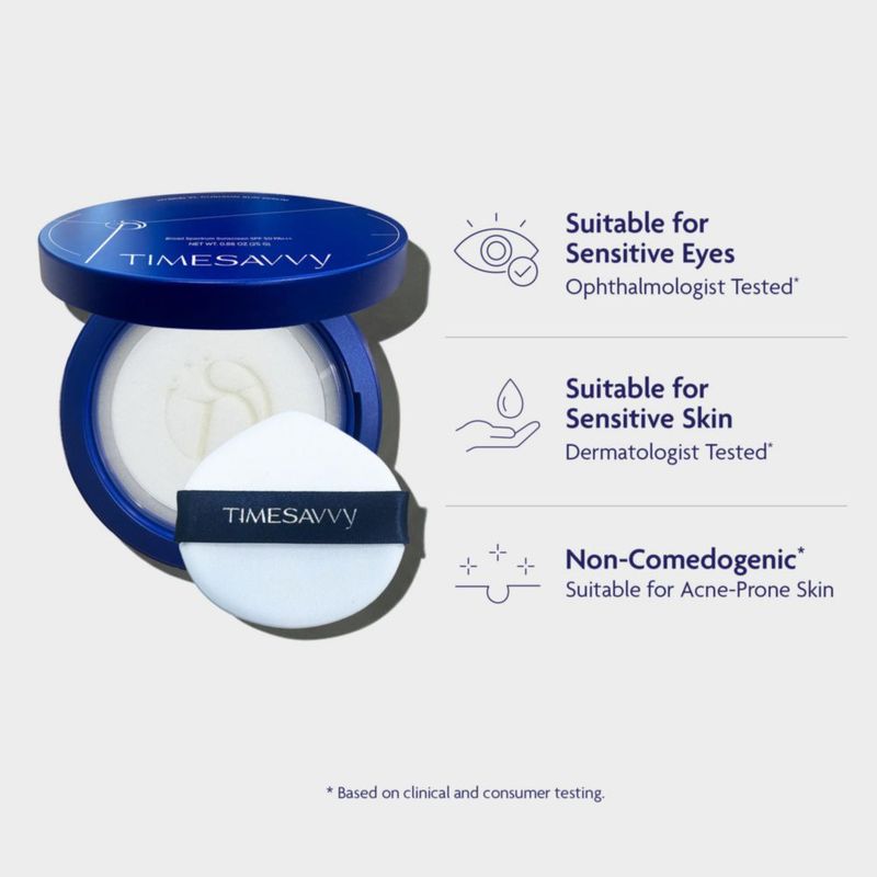 Protector solar TIMESAVVY híbrido XL con almohadilla SPF 50 set de 50 g