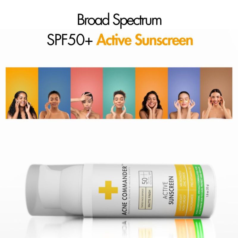 Protector solar facial Acne Commander Mineral SPF 50 con tinte 52 g