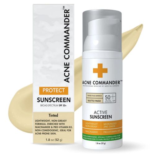 Protector solar facial Acne Commander Mineral SPF 50 con tinte 52 g