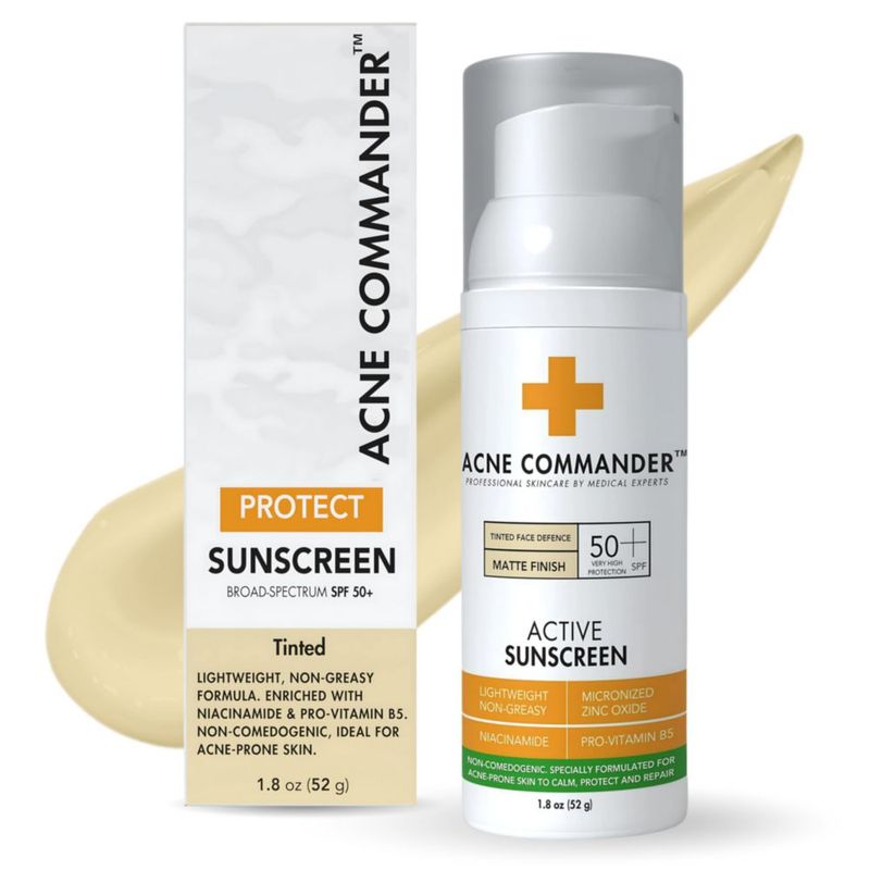 Protector solar facial Acne Commander Mineral SPF 50 con tinte 52 g