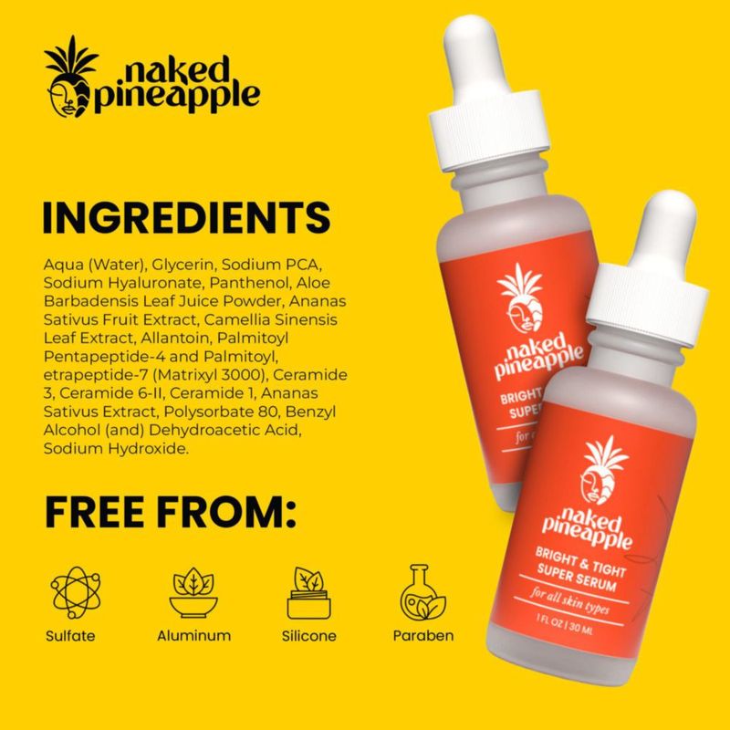 Suero Facial Naked Pineapple Iluminador y Reafirmante 30 ml