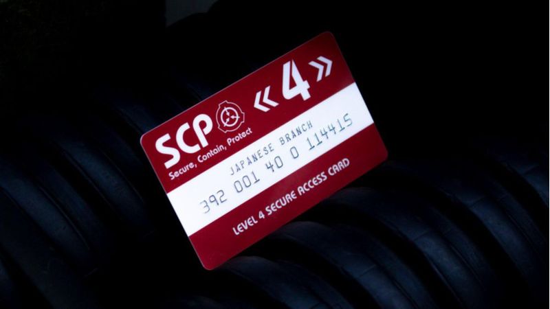 Billetera HOKUSHIN SCP Foundation Nivel 4 RFID PVC rojo