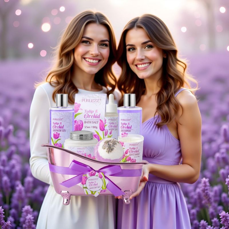 Kit de Baño Purlezz Tulipán y Orquídea – Set Hidratante de 8 Piezas