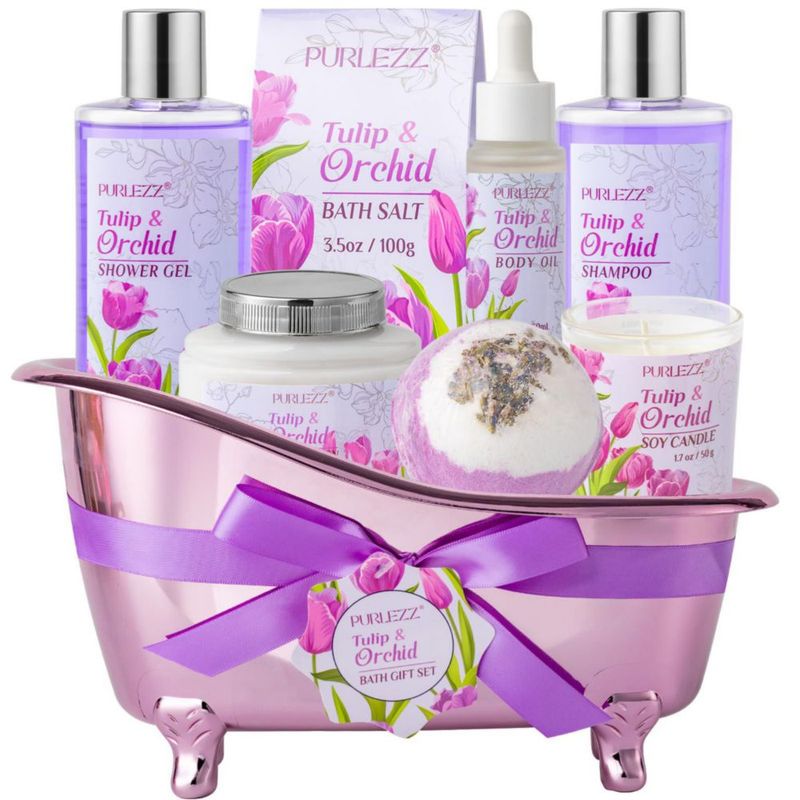 Kit de Baño Purlezz Tulipán y Orquídea – Set Hidratante de 8 Piezas