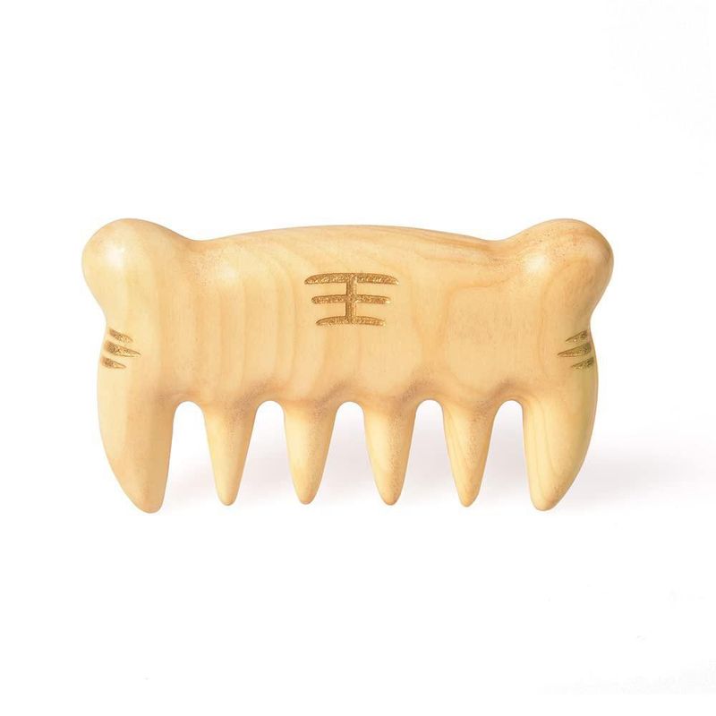 Peine de Cabello TAN MUJIANG de Madera Natural Hecho a Mano con Forma de Tigre