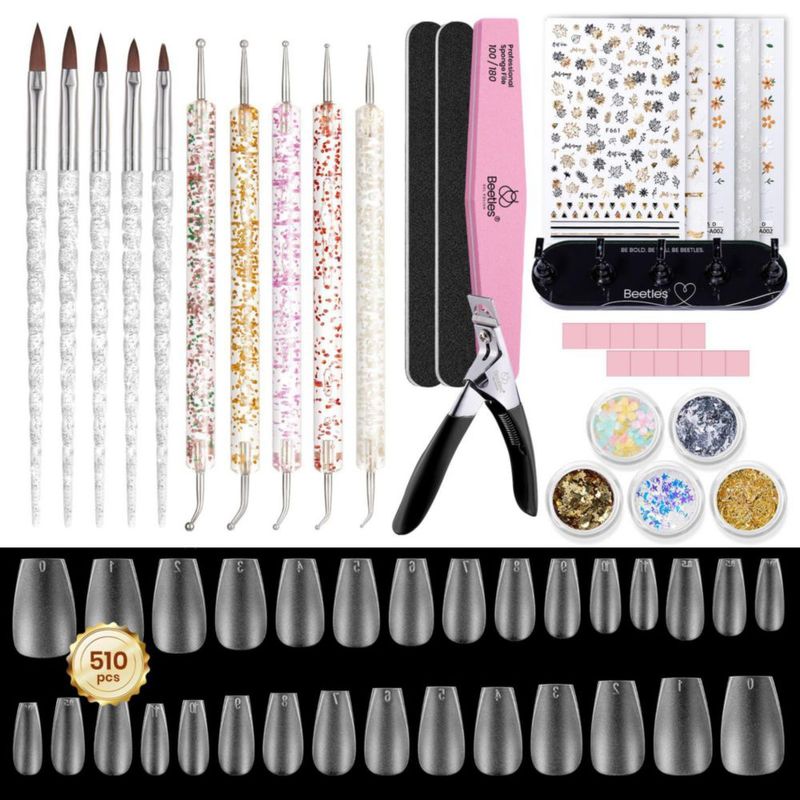 Kit de Arte de Uñas Beetles Gel Polish 510 piezas y Set de Pinceles