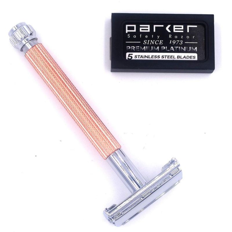 Maquinilla de Afeitar de Seguridad Parker 29L Oro Rosa 5 Cuchillas