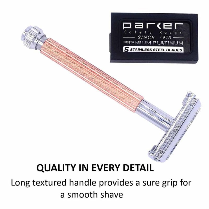Maquinilla de Afeitar de Seguridad Parker 29L Oro Rosa 5 Cuchillas