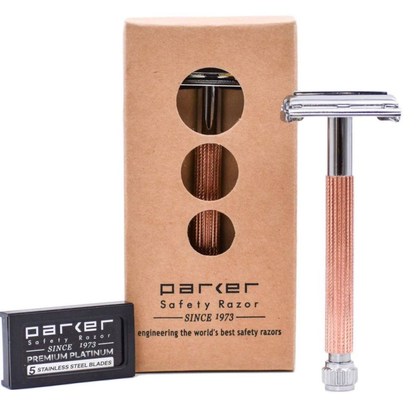 Maquinilla de Afeitar de Seguridad Parker 29L Oro Rosa 5 Cuchillas