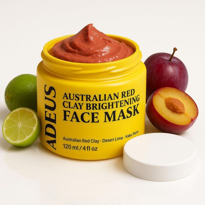 ADEUS Mascarilla Iluminadora de Arcilla Roja Australiana – Detox Profundo y Radiancia – Mascarilla Facial de Arcilla con Ciruela Kakadu y Lima del