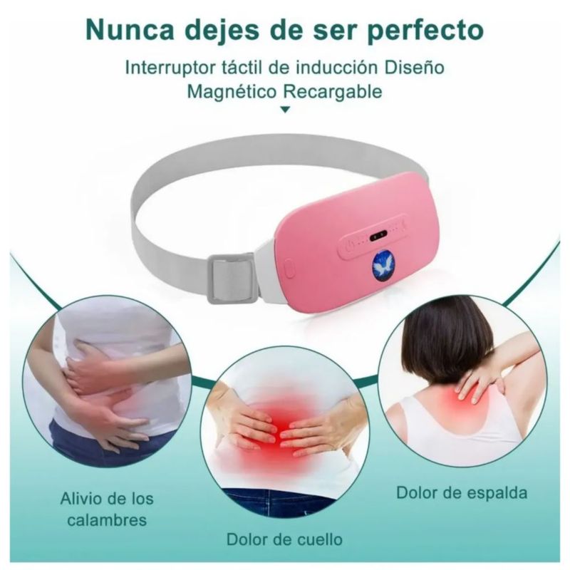 Cinturón Eléctrico, Masajeador Calefacción para Cólico Menstruales, Color Rosa