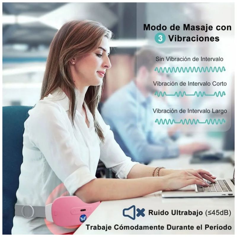 Cinturón Eléctrico, Masajeador Calefacción para Cólico Menstruales, Color Rosa