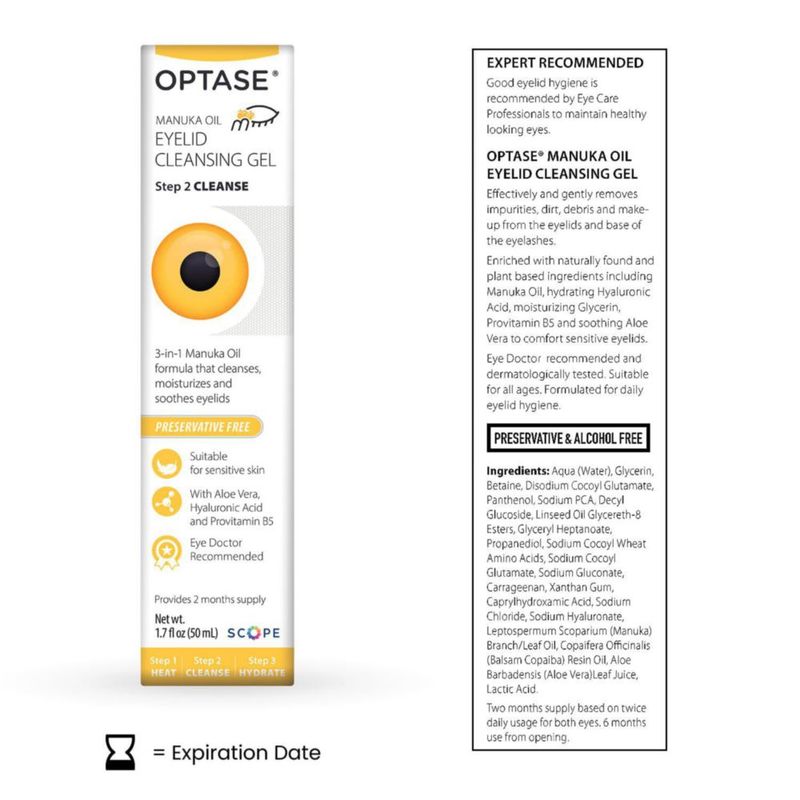 Gel Limpiador de Párpados Optase con Aceite de Manuka 50 ml