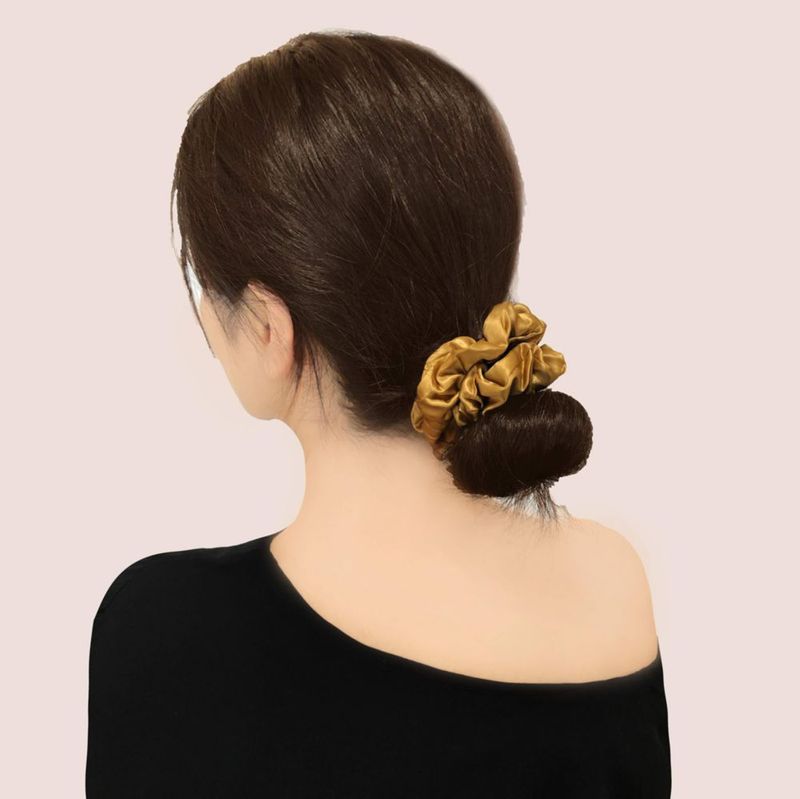 Goma para el pelo MIWEN de seda blanca y gris paquete de 4 22 Momme