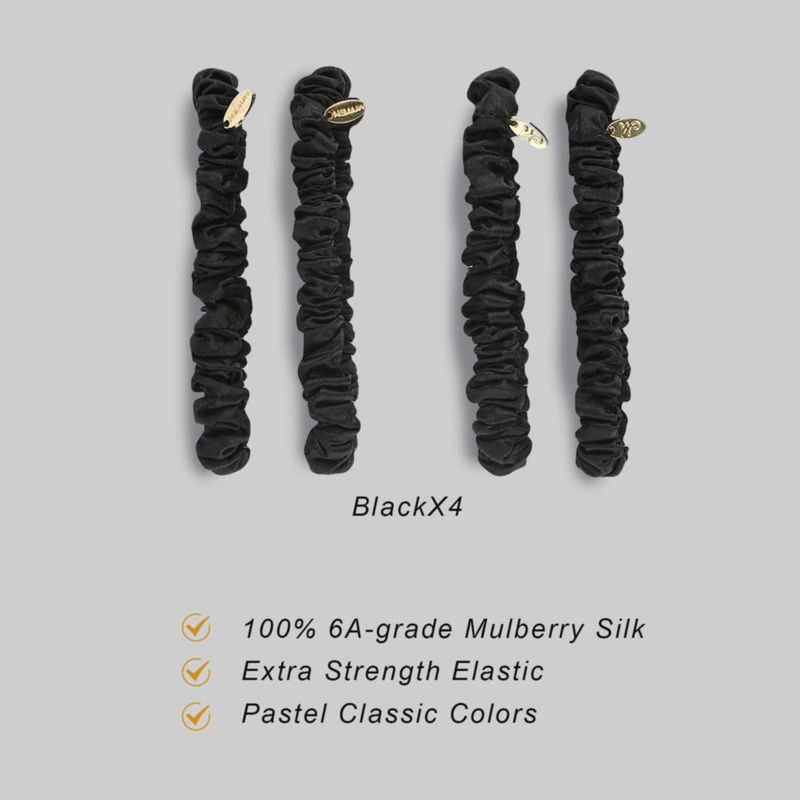 Coletas de seda MIWEN negras - Pack de 4