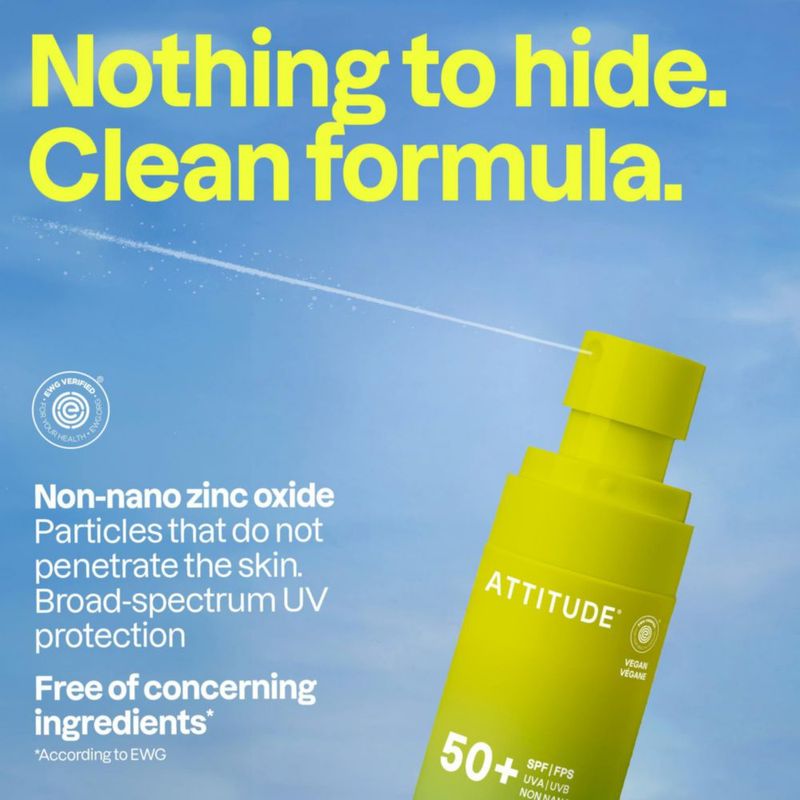 Protector solar mineral ATTITUDE SPF 50 óxido de zinc 85 g