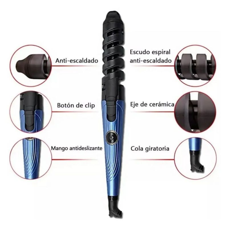 Kit De Plancha Alaciadora 450° , tenaza Rizadora, Color Azul