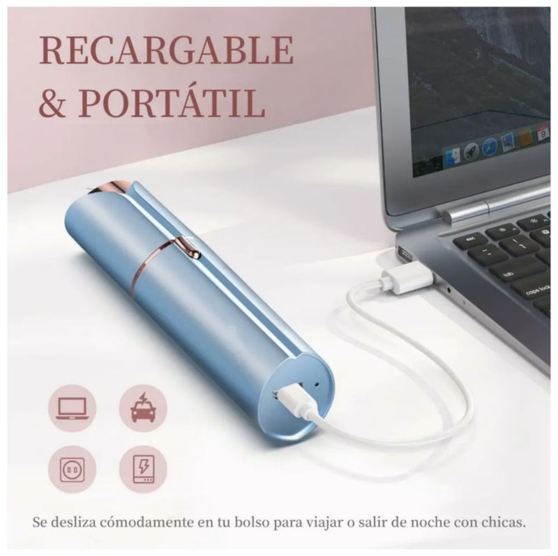 Depiladora Facial Usb Portátil ,con 2 Cabezal Eléctrica, Color Azul
