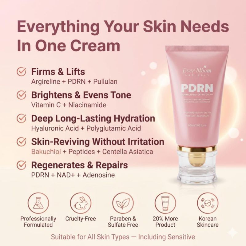Crema Facial Everbloom Naturals 60 ml PDRN Ácido Hialurónico