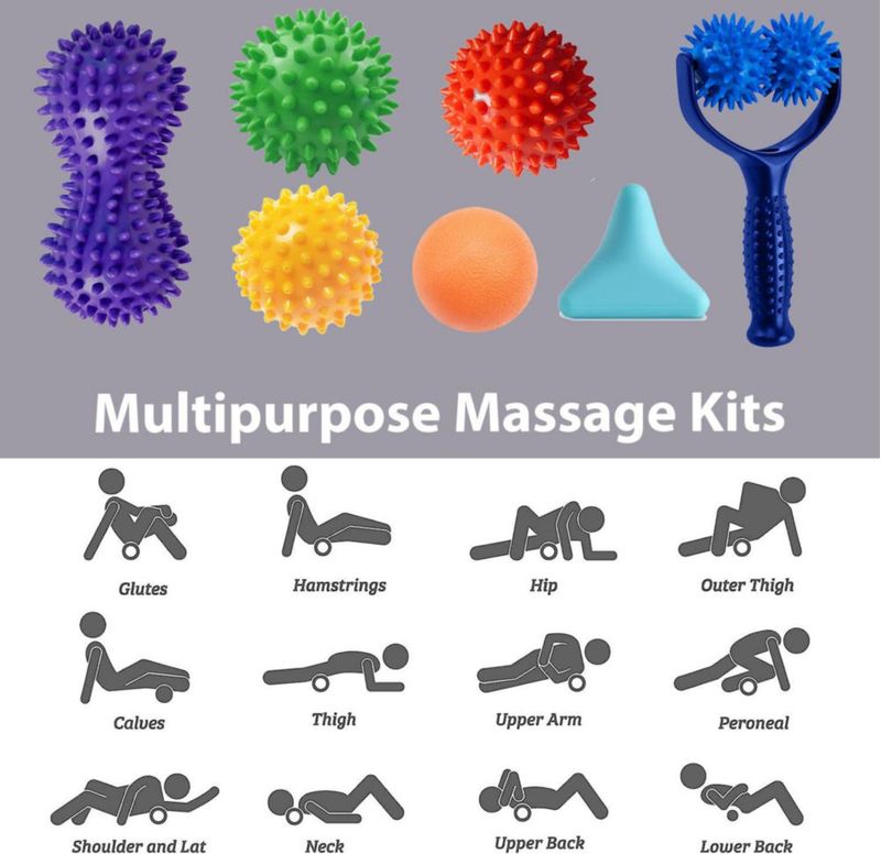 Set de 7 piezas de bolas de masaje EASJOY – Kit de puntos gatillo