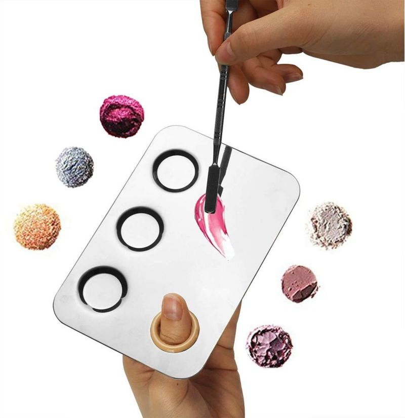Paleta de Maquillaje KissDate 15 x 10 cm Acero Inoxidable 3 Pozos