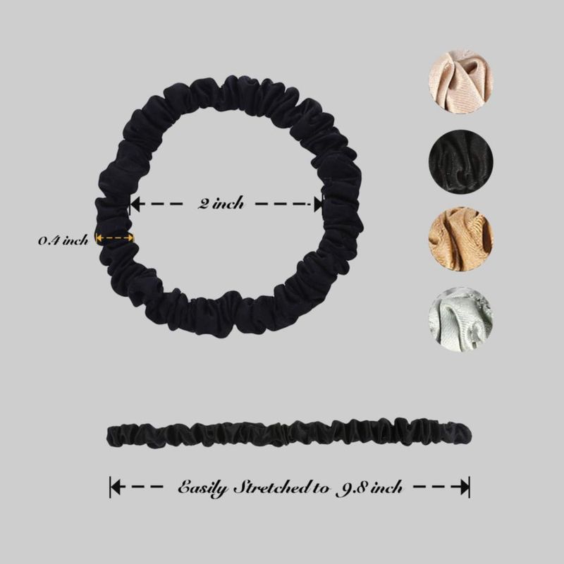 Goma para el pelo MIWEN de seda negra y dorada - Pack de 4 - 22 Momme