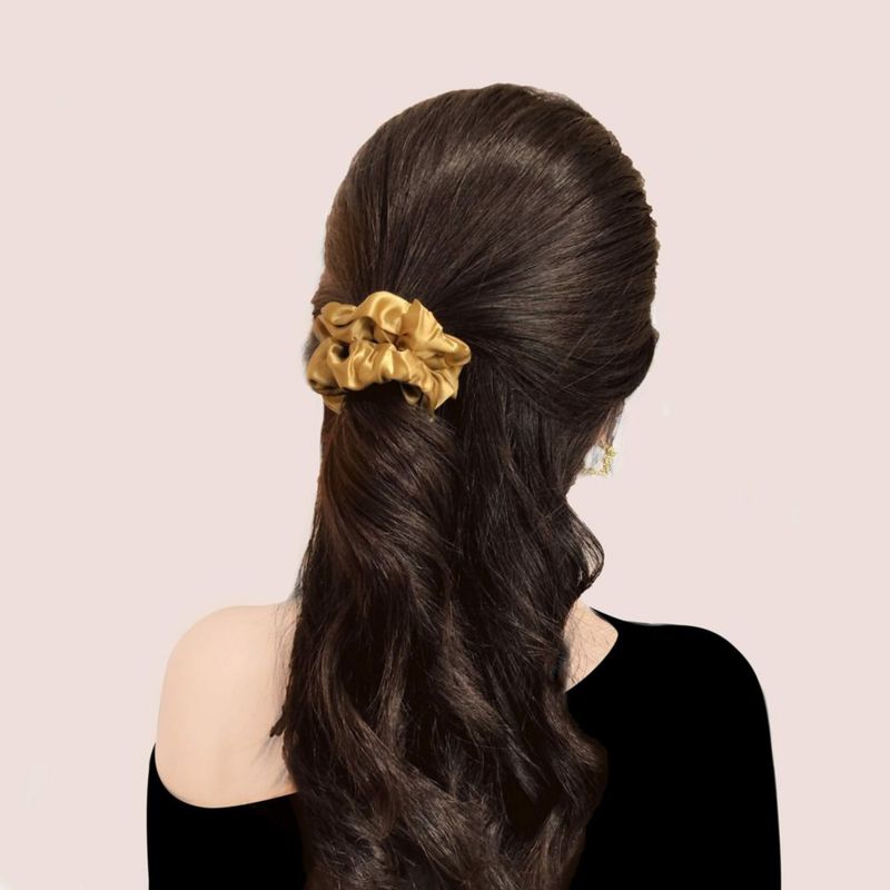Goma para el pelo MIWEN de seda negra y dorada - Pack de 4 - 22 Momme