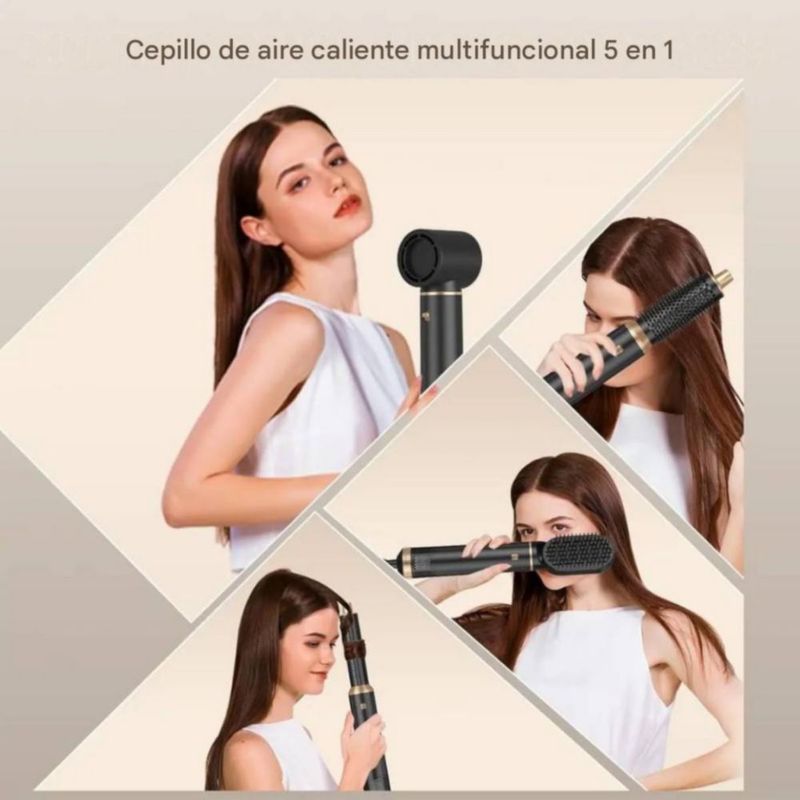 Secadora Cabello Profesional 5 En 1 Negro