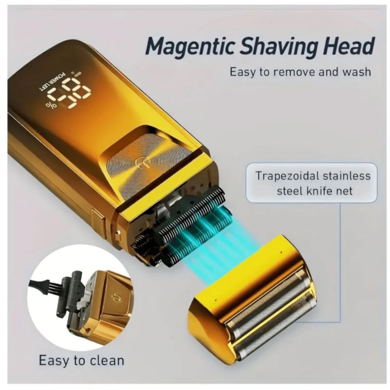 Rasuradora Eléctrica Barba Afeitadora Hombre Cortadora Pelo, Color Oro Negro