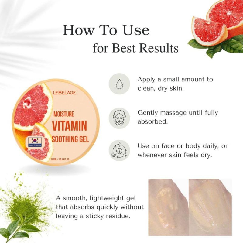 Gel Hidratante LEBELAGE 300 ml para Cara y Cuerpo – Calmante