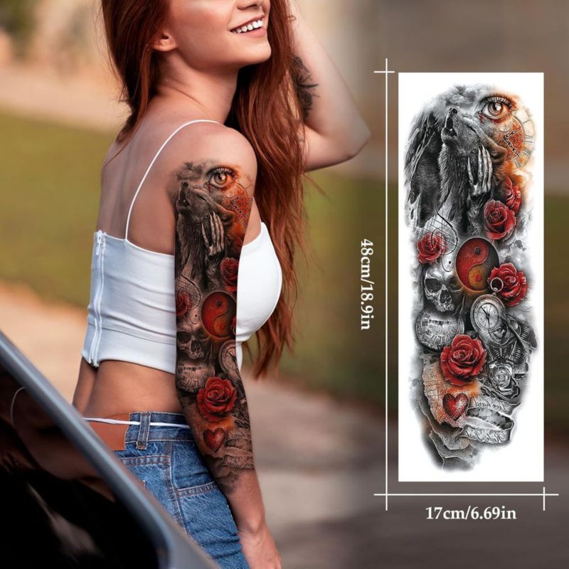 Tatuajes temporales VERKSTAD 12 hojas Calavera negra
