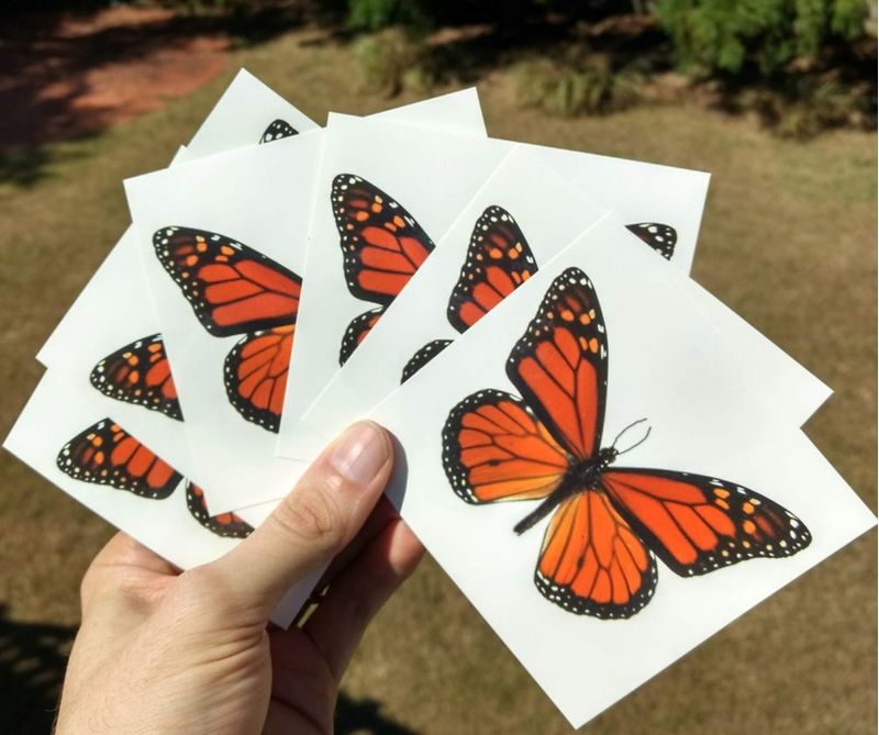 Tatuaje Temporal Mariposa Monarca Utopia 10 cm Pack de 6