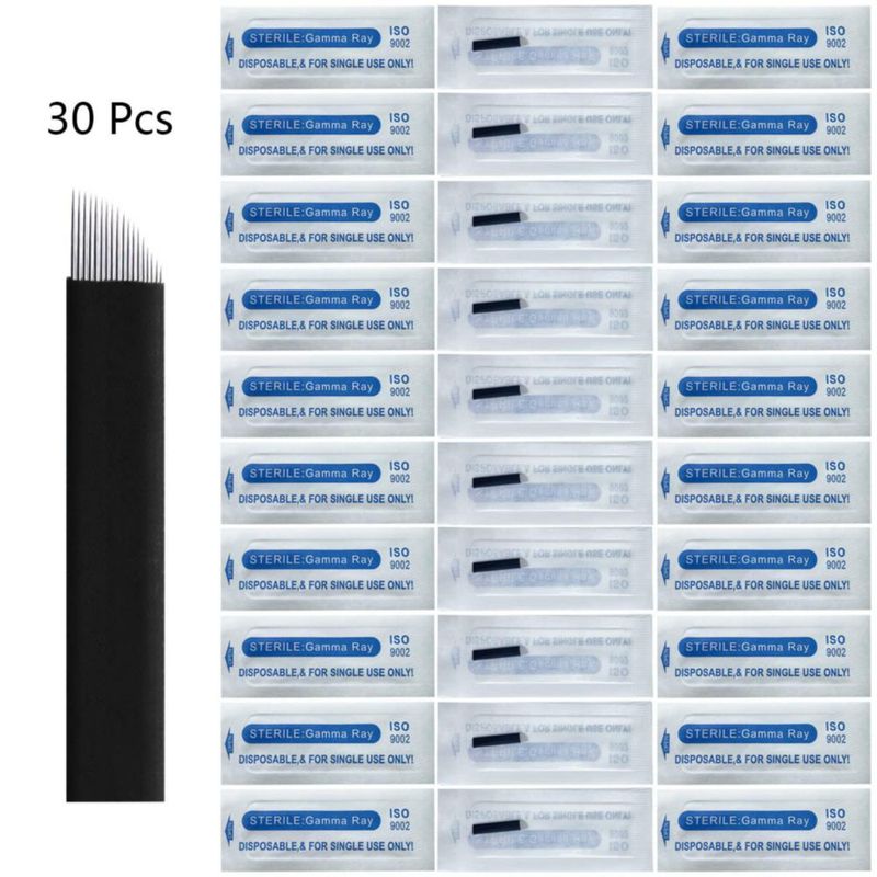Agujas de microblading WOLAYI 018 mm 30 uds Nano inclinadas