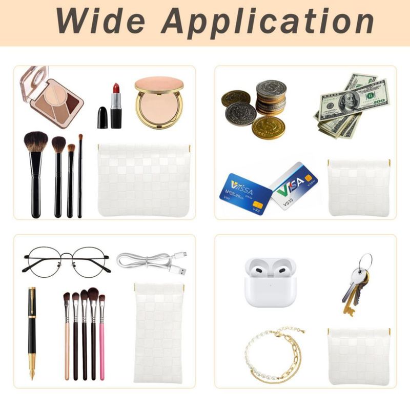 Hapforever Set de 3 Bolsas Pequeñas de Maquillaje para Bolso Cuero PU Impermeable con Cierre a Presilla Organizador Mini de Viaje para Cosméticos de