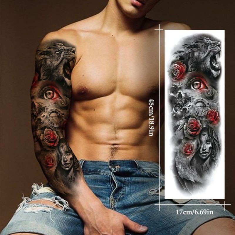 Tatuajes Temporales VERKSTAD 12 Láminas Flores y Dragón
