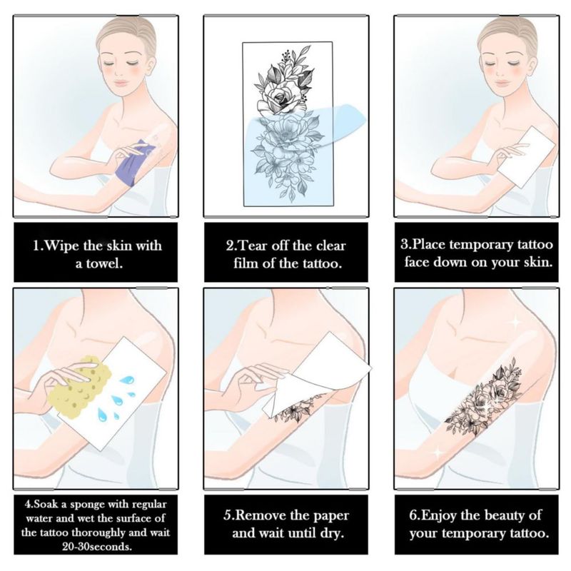Tatuajes Temporales VERKSTAD 12 Láminas Flores y Dragón