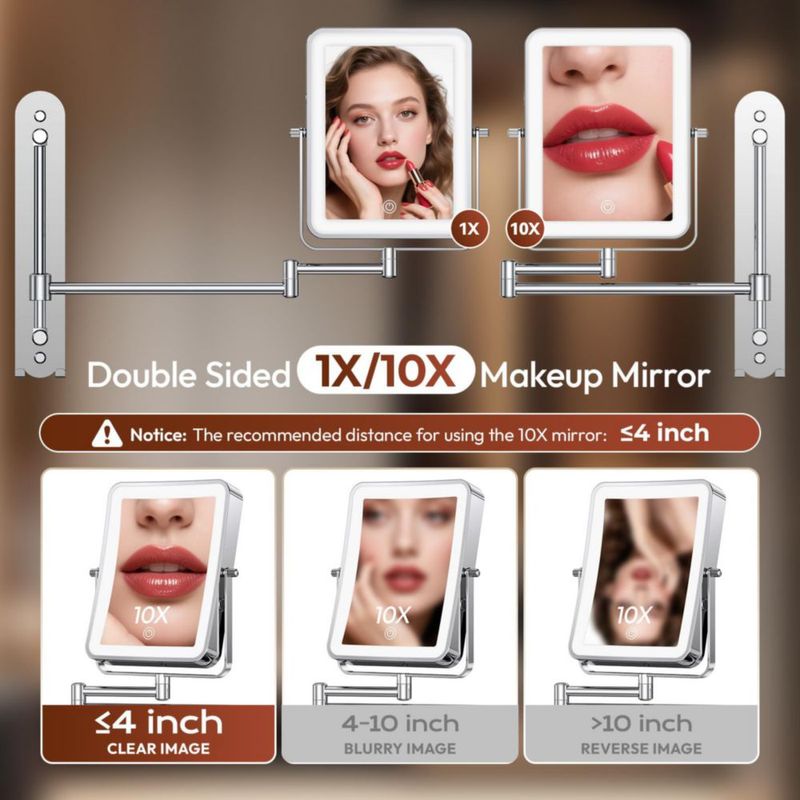 Espejo de Maquillaje Glowtop 18 cm con Luz Ajustable