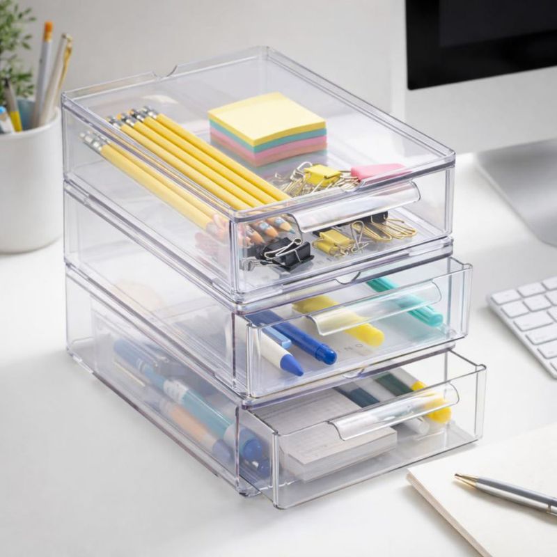 Cajones de Almacenamiento BINO Pequeños - Pack de 3 Transparentes de Acrílico
