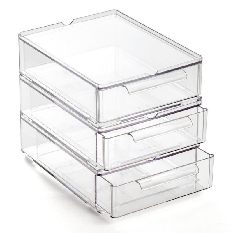 Cajones de Almacenamiento BINO Pequeños - Pack de 3 Transparentes de Acrílico