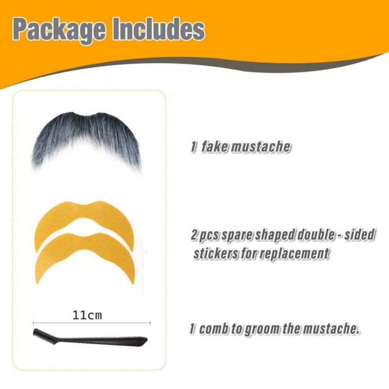 Bigote Falso Autoadhesivo Honcloud Gris