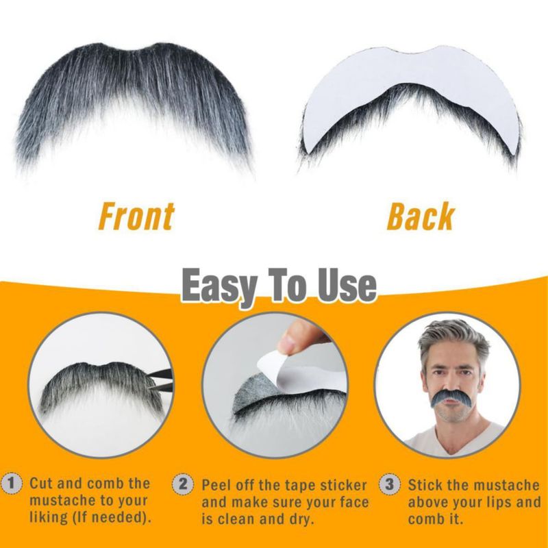 Bigote Falso Autoadhesivo Honcloud Gris