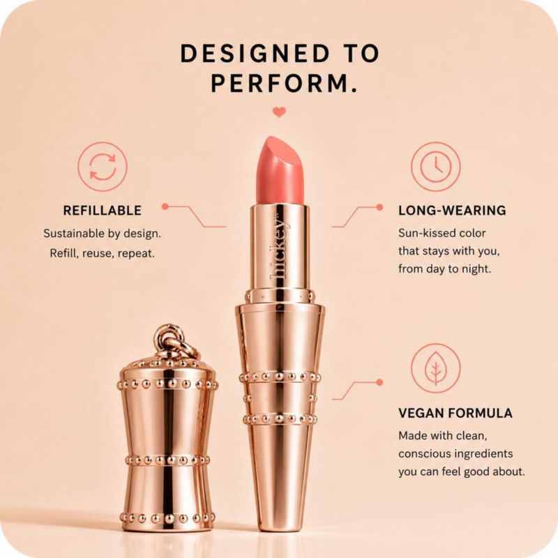 Lápiz labial recargable Hickey Beach Babe Coral