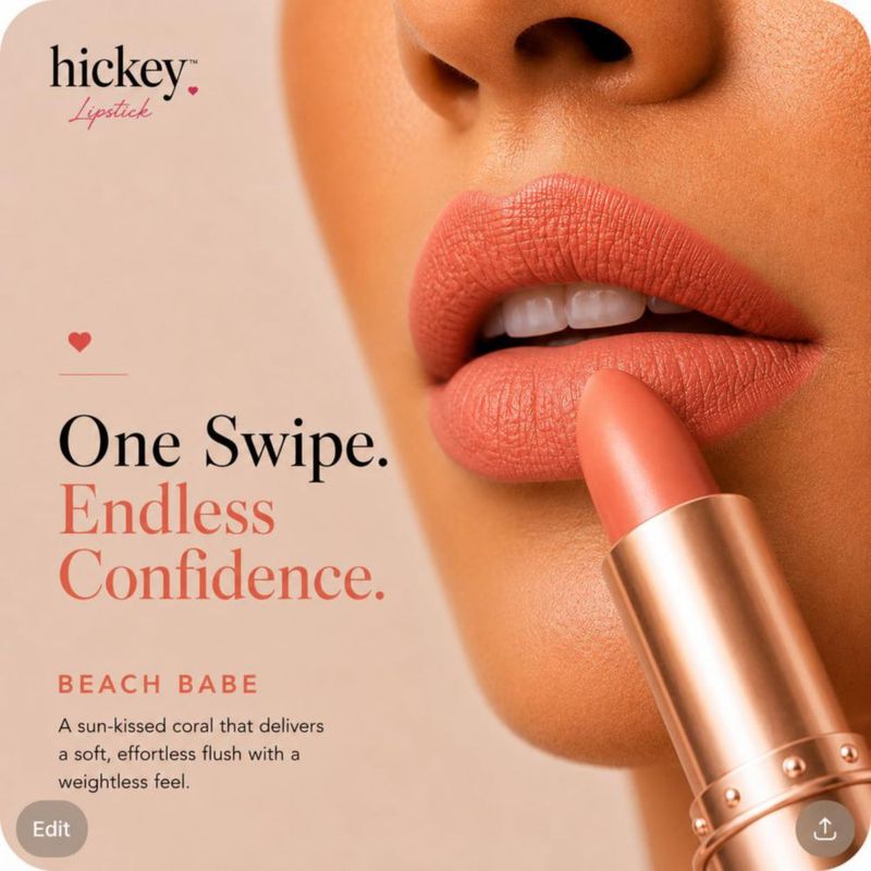 Lápiz labial recargable Hickey Beach Babe Coral