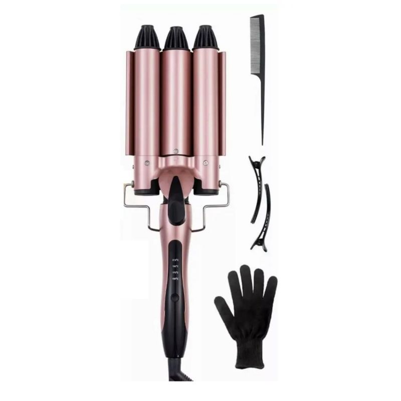 Tenaza Rizadora Cabello Para Ondas, Temperatura Ajustable, Color Rosa