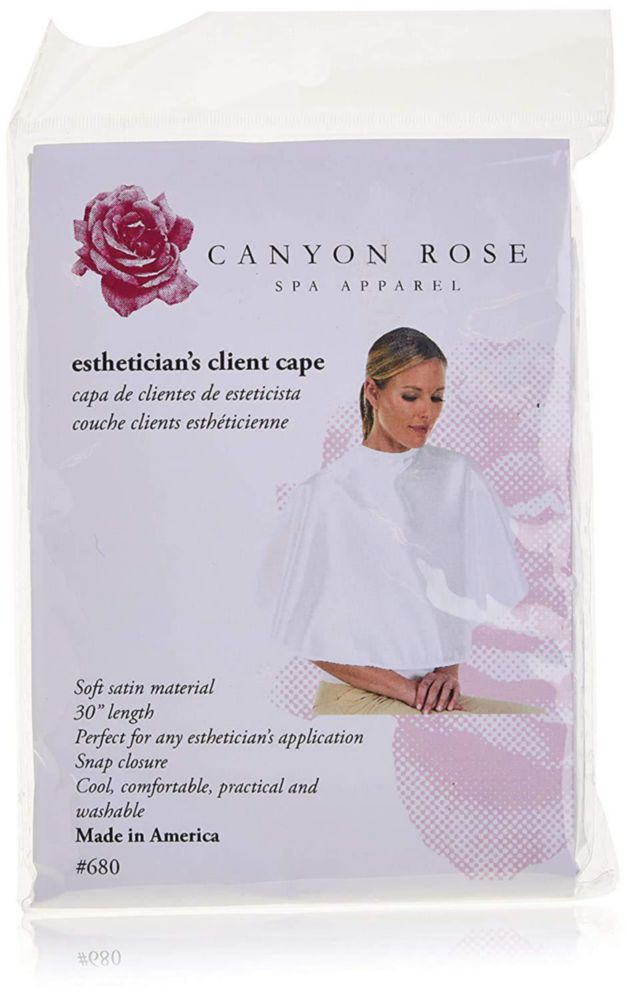 Capa para cliente Canyon Rose 76 cm satén blanco para maquillaje