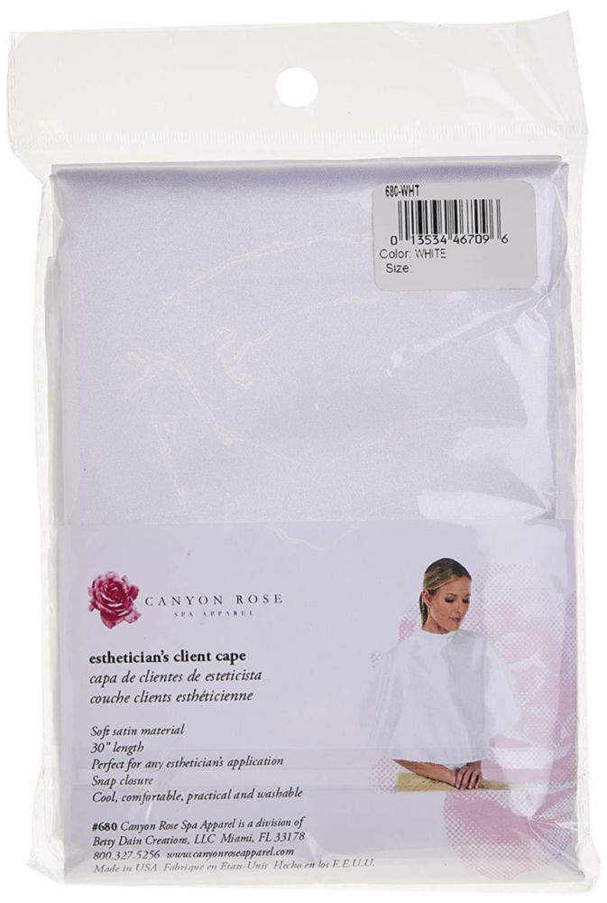 Capa para cliente Canyon Rose 76 cm satén blanco para maquillaje