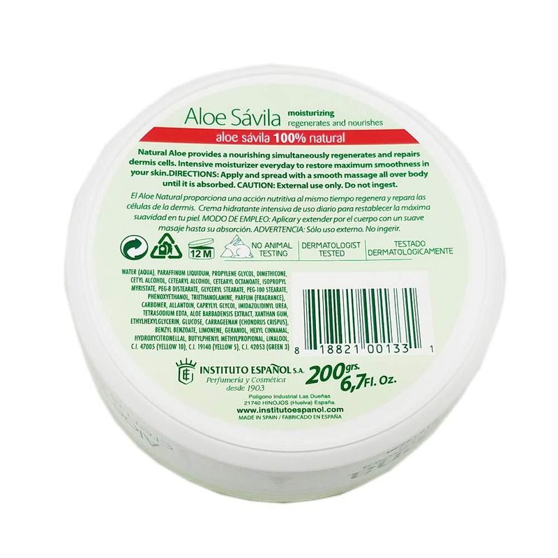 Crema Corporal Avena Aloe Savila Instituto Español 200 ml