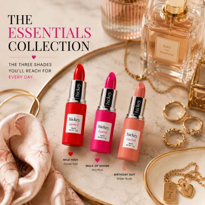 Recarga de Labial Hickey 35 g Trío - Rojo Rosa Nude