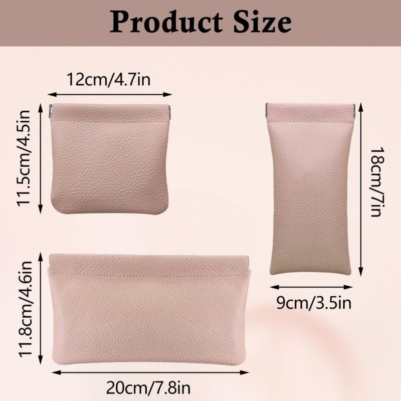 Bolsa de Maquillaje Hapforever 3 Piezas Color Rosa con Cierre a Presión